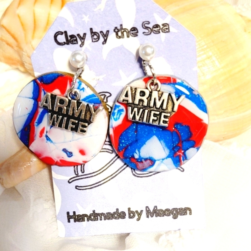 Red,White &Blue Polymer Clay Earrings